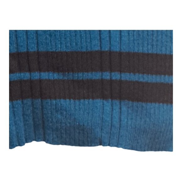 United States Sweaters XL V-Neck Pullover Turquoise Blue Black Striped Stretch - Picture 9 of 16